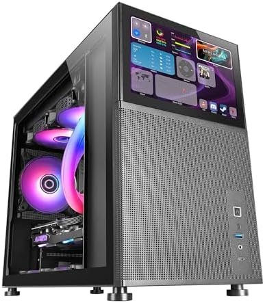 51IN5jnCyDL_1768325536690002793535.jpg Mars Gaming Mc-Lcd, Micro-Atx Case, 8" Ips Lcd Screen, Tempered Glass Window, Modular Panel Design, Black - Image 1