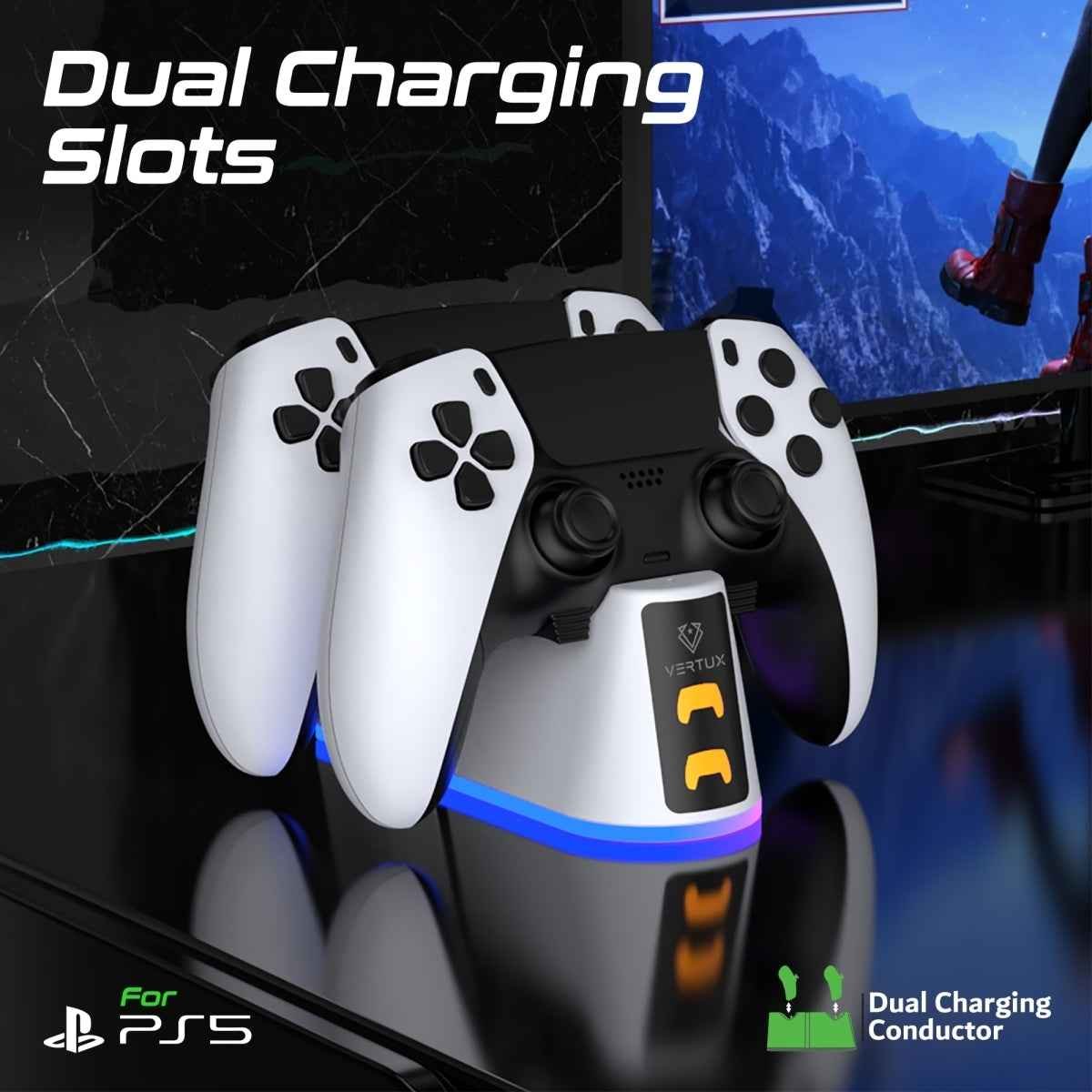DuoDock-PS5Ecom-02-20260731-120934_11zon_1785489653782017570175.jpg DuoDock-PS5 2-in-1 Charging Dock for PS5 DualSense™ Controllers - Image 1