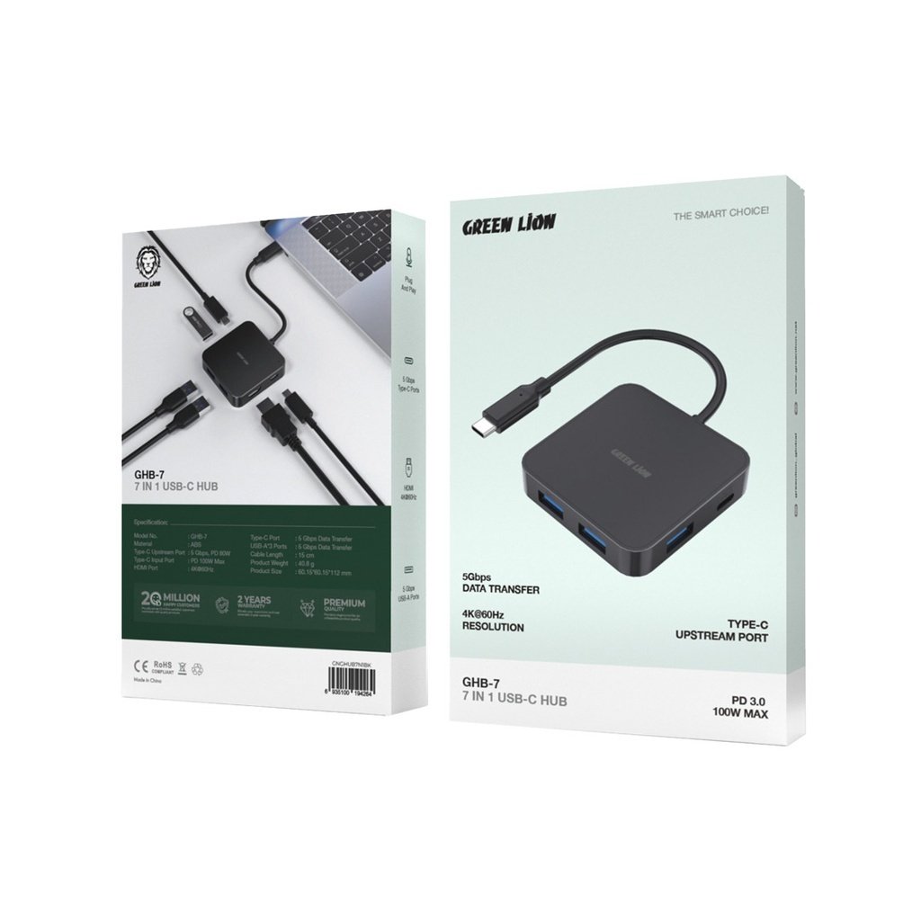 Green-Lion-GHB-7-7-in-1-USB-C-HUB-Black-20260729-114332_1785314850881997488502.jpg Green Lion GHB-7 7 in 1 USB-C HUB - Black - Image 1